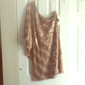 Nude Lace & Sequin 1 Shoulder Dress